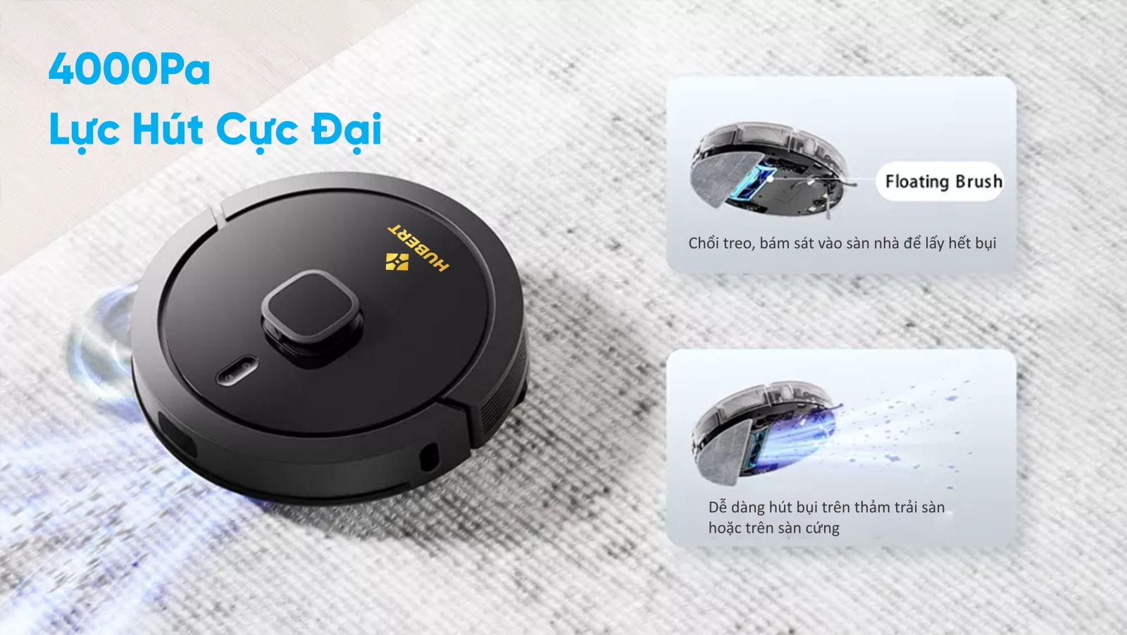 Robot hút bụi tự đổ rác Hubert HB-S68-B Plus - Của Đức