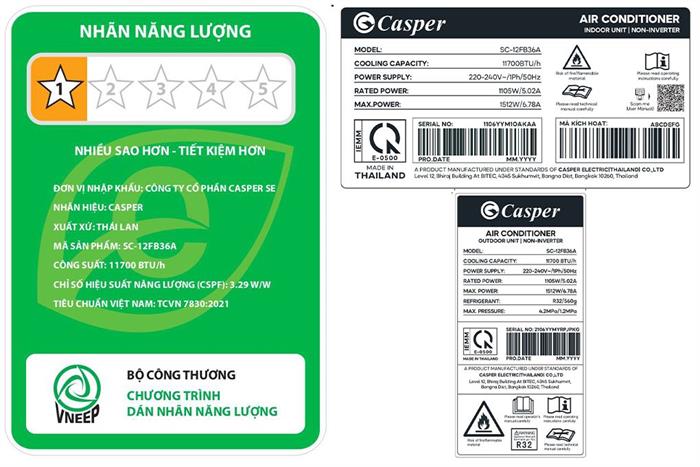 Máy lạnh Casper 1.5 HP SC-12FB36A